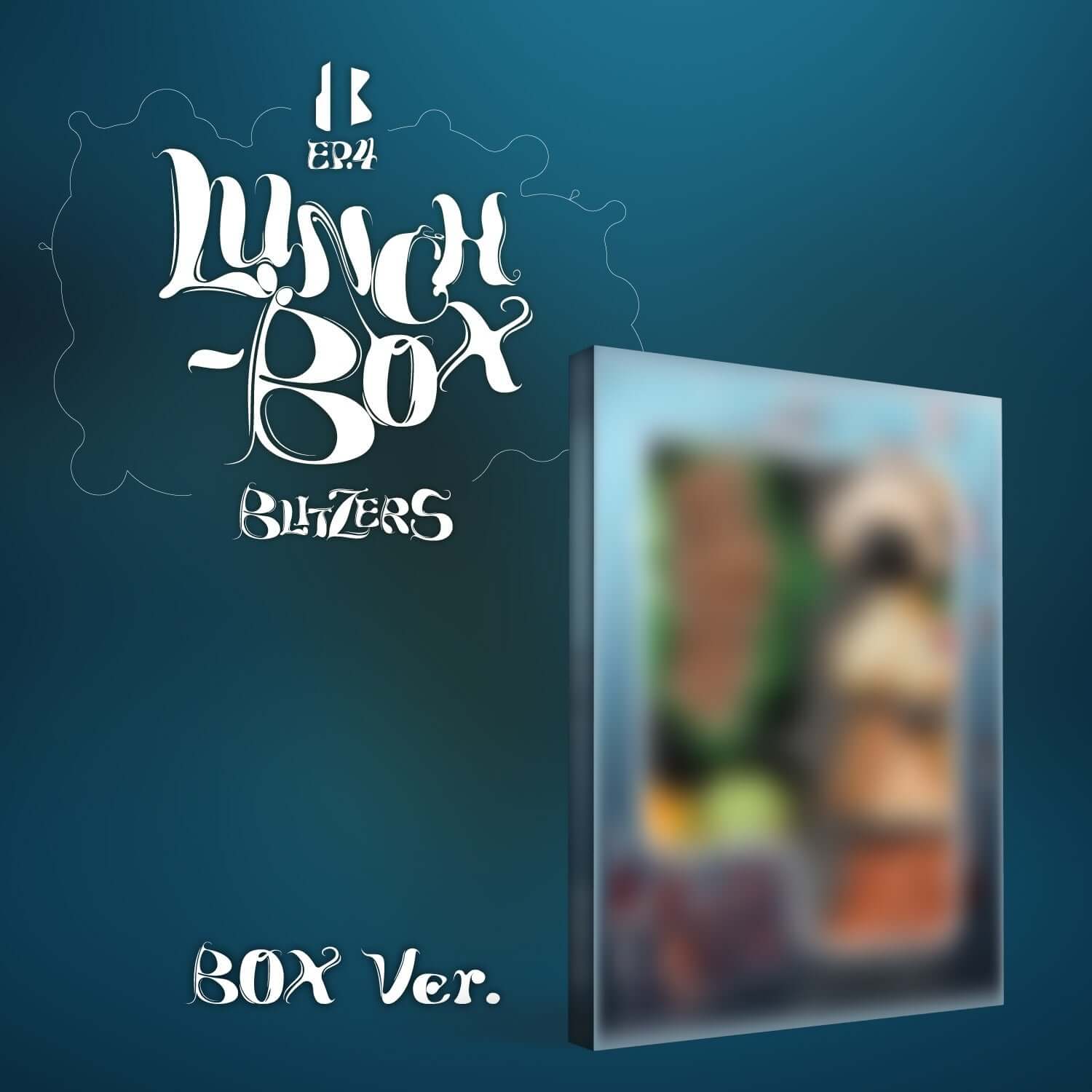 BLITZERS - EP4 [LUNCH-BOX] (BOX ver.) - Album Kpop, visuel boîte lunch bleue avec photo floue et logo BLITZERS