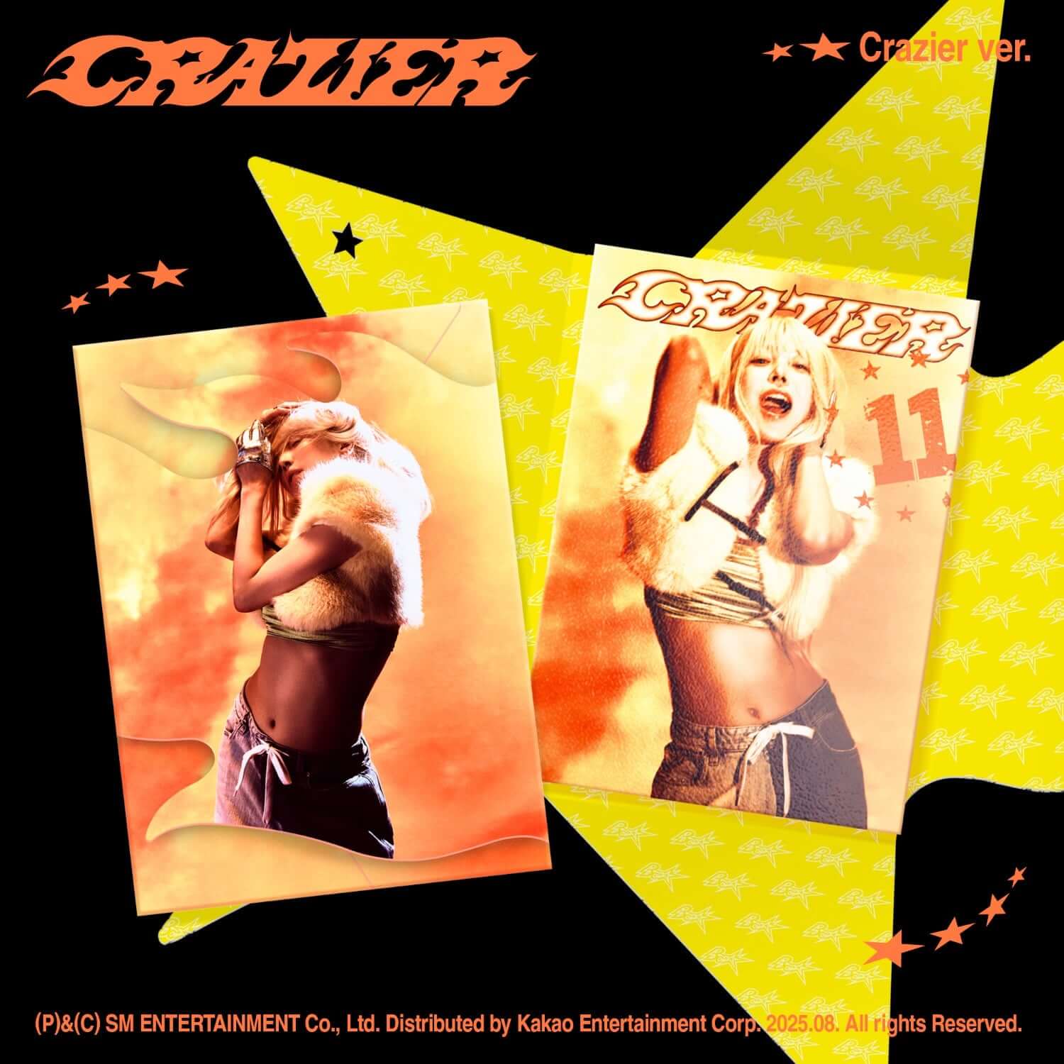 BOA - 11th Album [Crazier] (Crazier ver.) - Album Kpop, visuel jaune noir avec photos promo et texte Crazier ver.