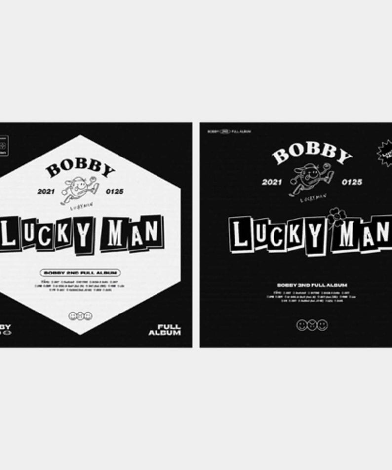 BOBBY - 2nd FULL ALBUM [LUCKY MAN] _ A+B ver. - Album Kpop : visuel double pochette noir et blanc, 2021