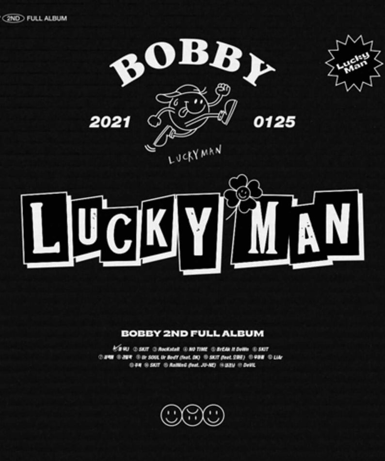 BOBBY - BOBBY 2nd FULL ALBUM [LUCKY MAN] _ B ver. - Album Kpop, visuel noir et blanc du coffret BOBBY