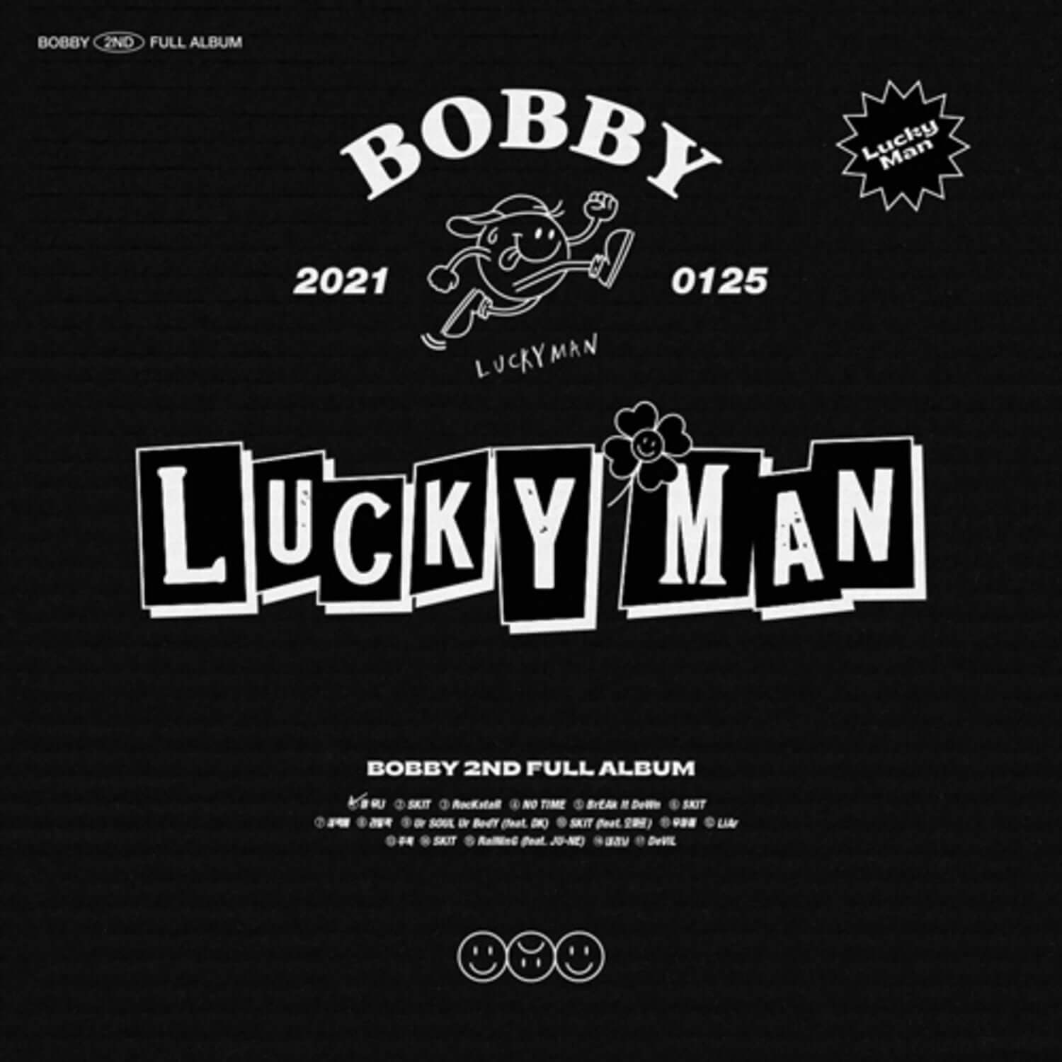 BOBBY - BOBBY 2nd FULL ALBUM [LUCKY MAN] _ B ver. - Album Kpop, visuel noir et blanc du coffret BOBBY