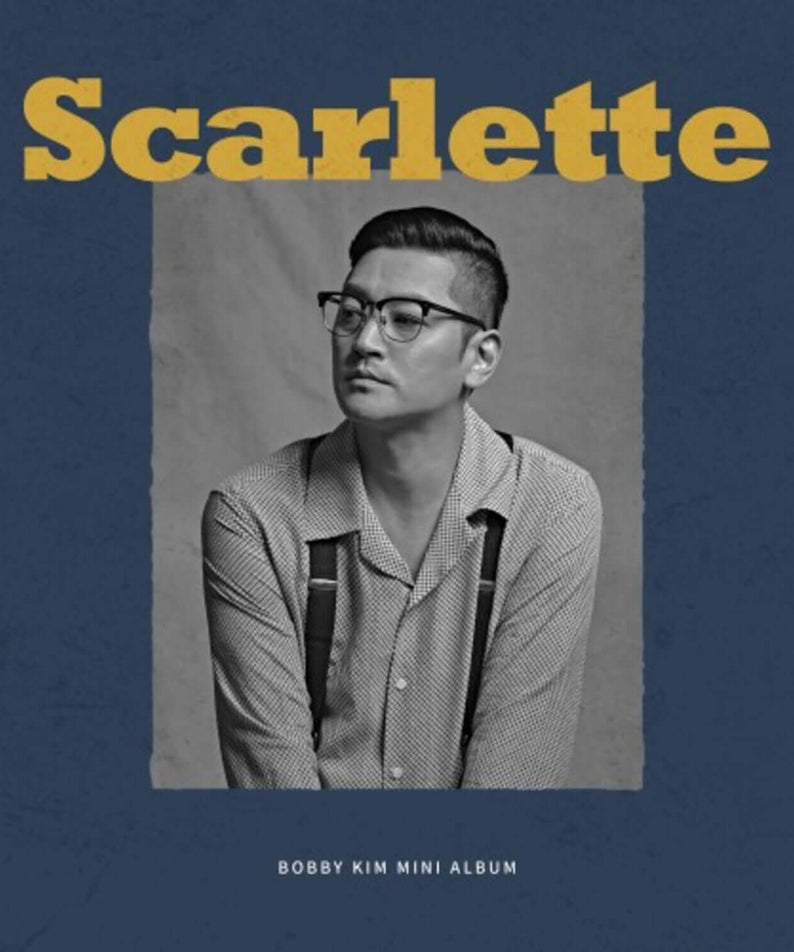 BOBBY KIM - 1st Album [SCARLETTE] - Album Kpop : couverture du mini-album, portrait de Bobby Kim sur fond bleu.