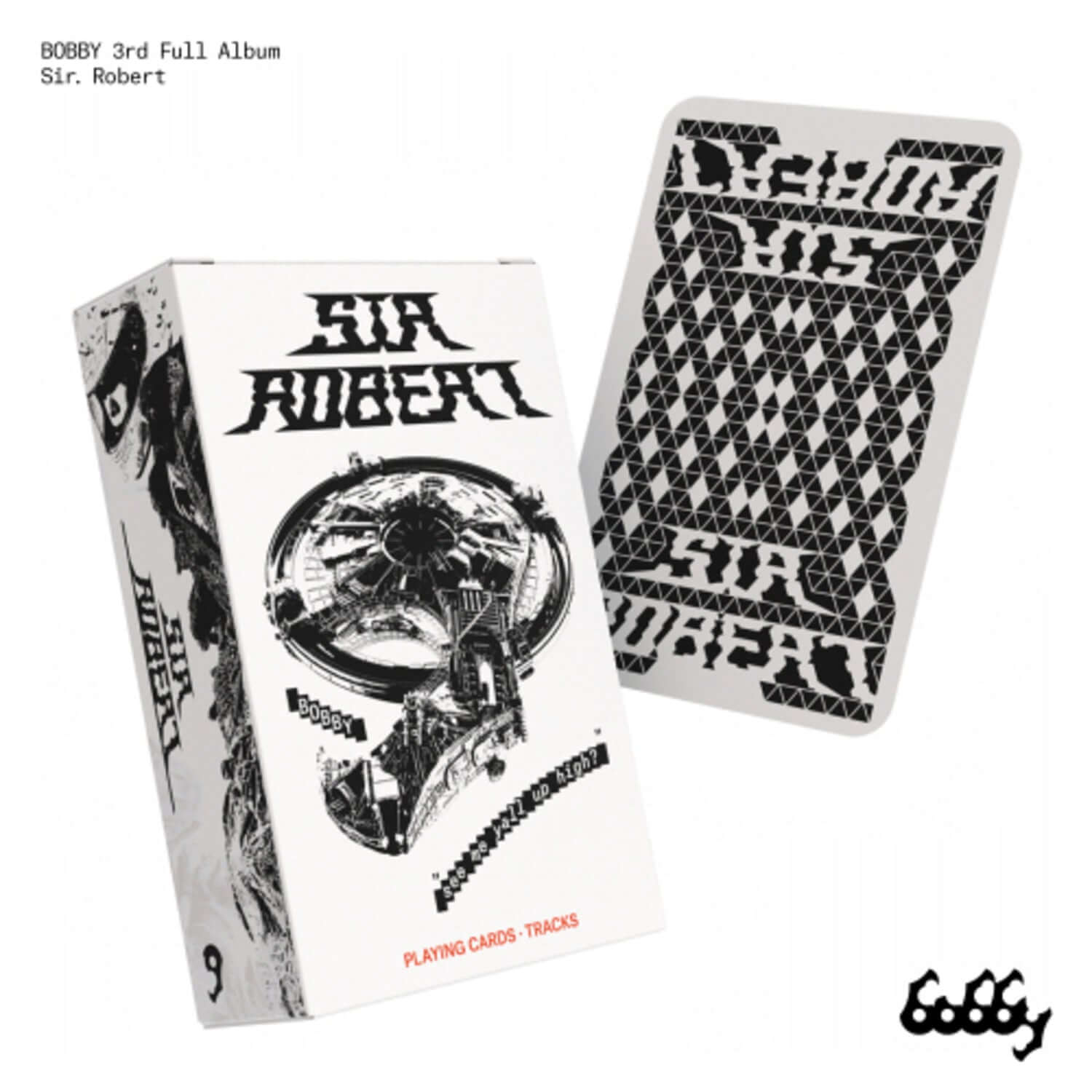 BOBBY - [Sir. Robert] - Album Kpop, pochette avec cartes, visuel noir et blanc, BOBBY sur fond blanc, CD/album