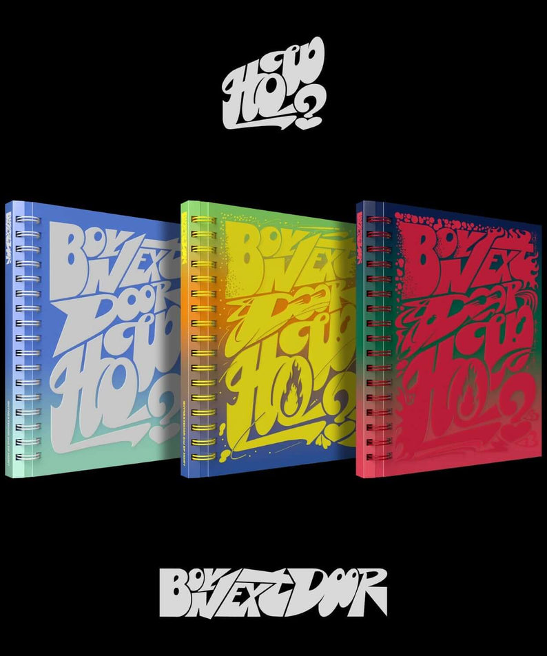 BOYNEXTDOOR - 2nd EP [HOW?] (Random 1 of 3) - Album Kpop : jaquette colorée sur fond noir, style urbain.