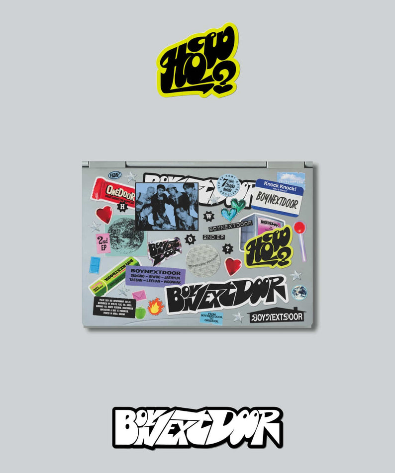 BOYNEXTDOOR - 2nd EP [HOW?] (Sticker ver.) (Set of 6) - Album Kpop, coffret stickers sur fond gris, visuel collectionneur