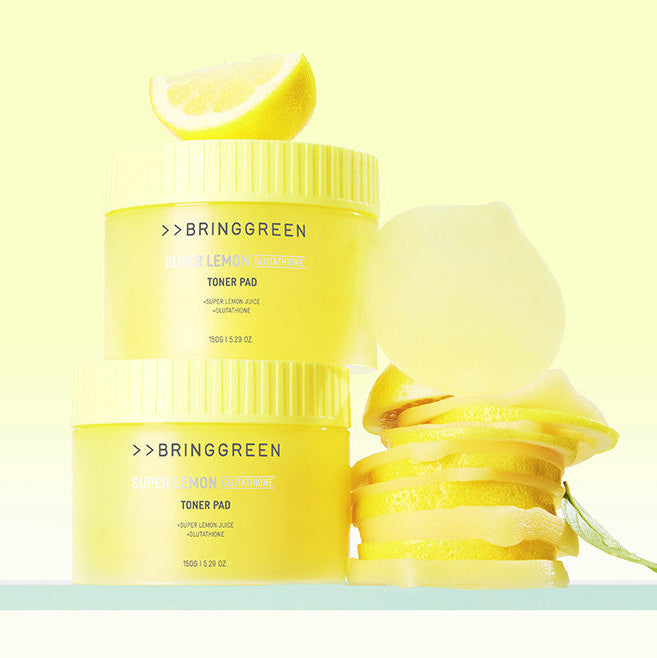 BRINGGREEN Super Lemon Glutathione Toner Pads 90 Pads + 90 Pad Refill Set