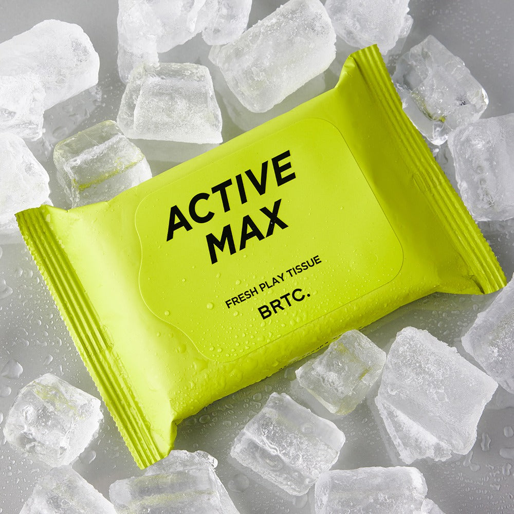 BRTC Homme Active Max Fresh Play Tissue 15 Sheets de BRTC, sachet vert sur glaçons, ambiance fraîche