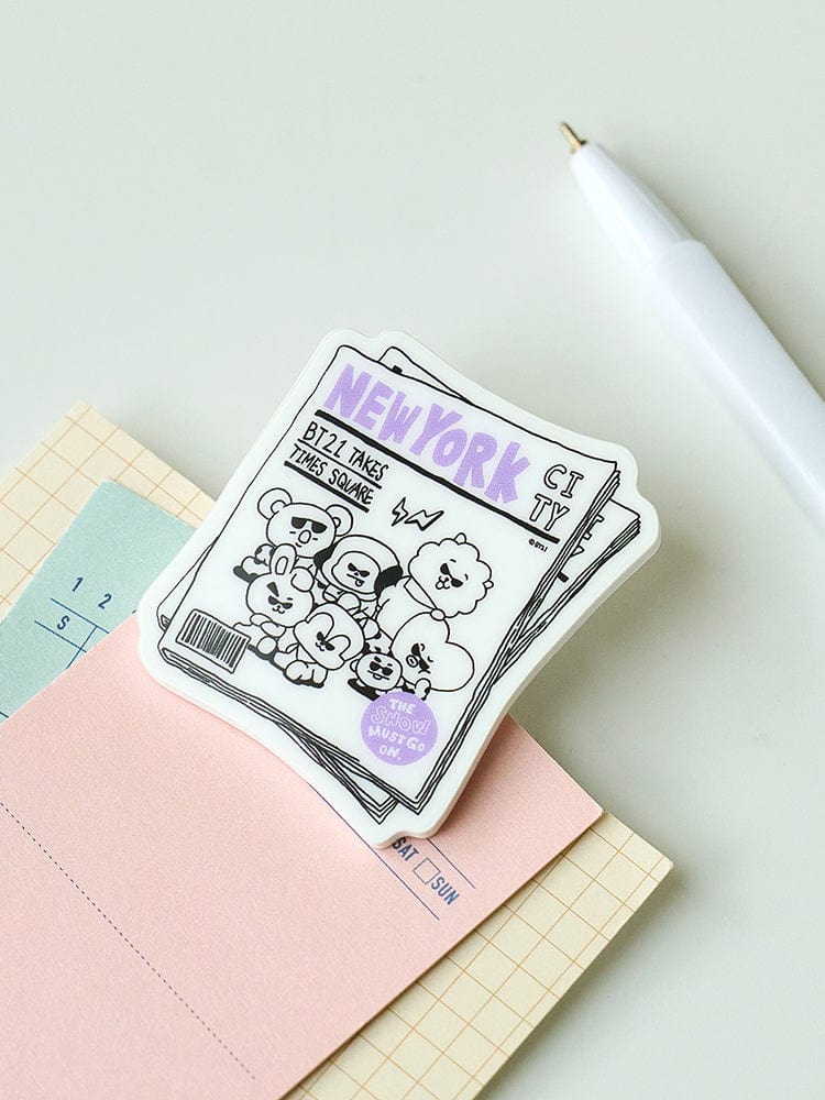 BT21 ACRYLIC MAGNETIC CLIP NEW YORK CITY EDITION, marque BT21, clip aimanté sur papeterie et carnet, style New York