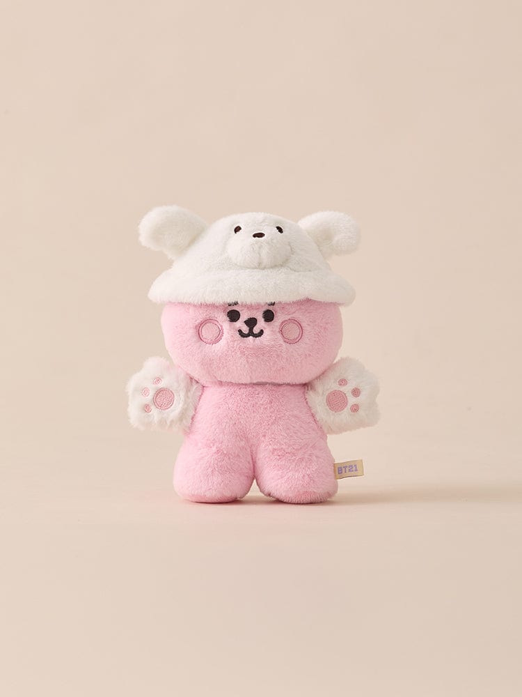 BT21 BABY COSTUME PLUSH CLOSET - MALTESE FLUFFY : peluche bébé Maltesse rose, fond clair, style décor chambre