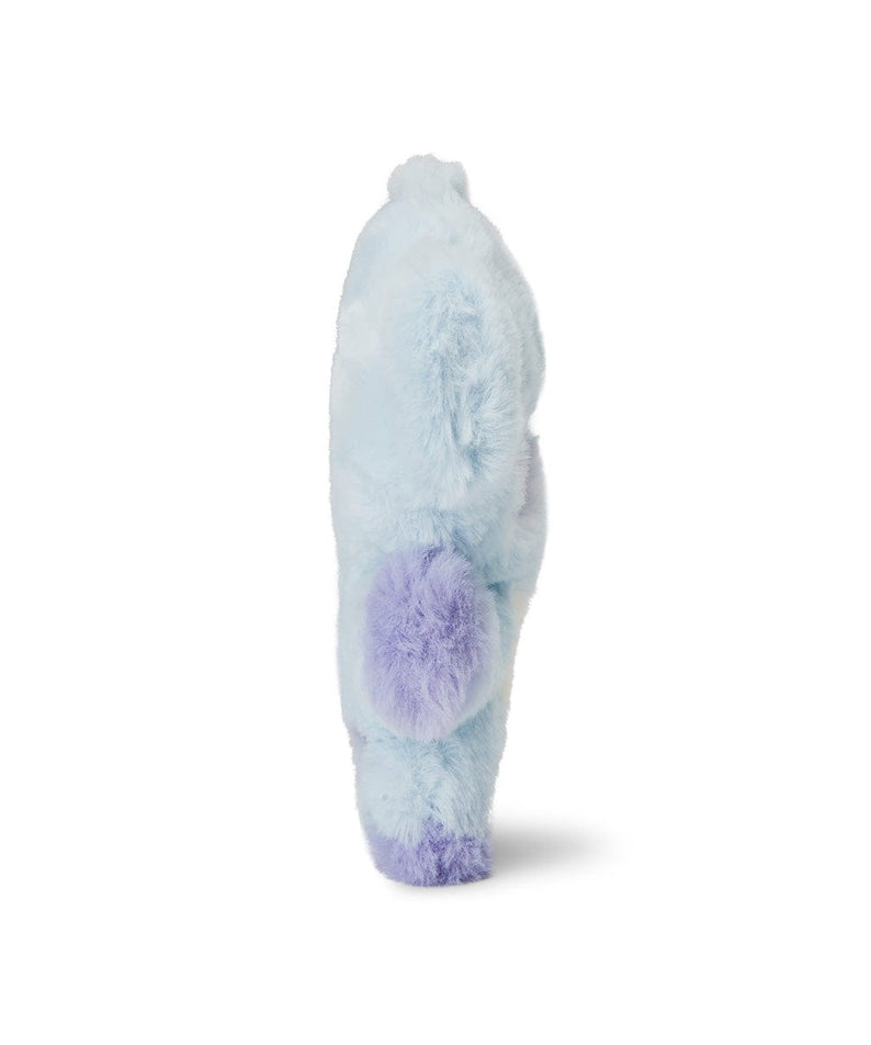 BT21 BABY KOYA FLAT FUR STANDING DOLL PURPLE HEART EDITION : peluche koala debout, couleur violet, fond blanc.