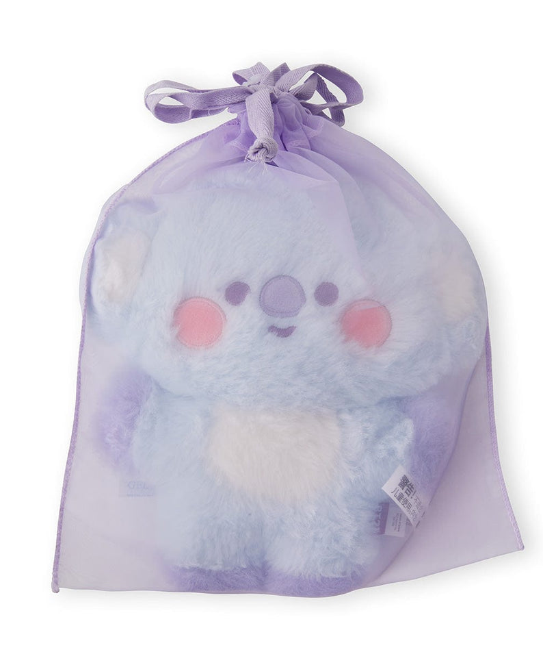 BT21 BABY KOYA FLAT FUR STANDING DOLL PURPLE HEART EDITION peluche KOYA koala violette dans son pochon violet