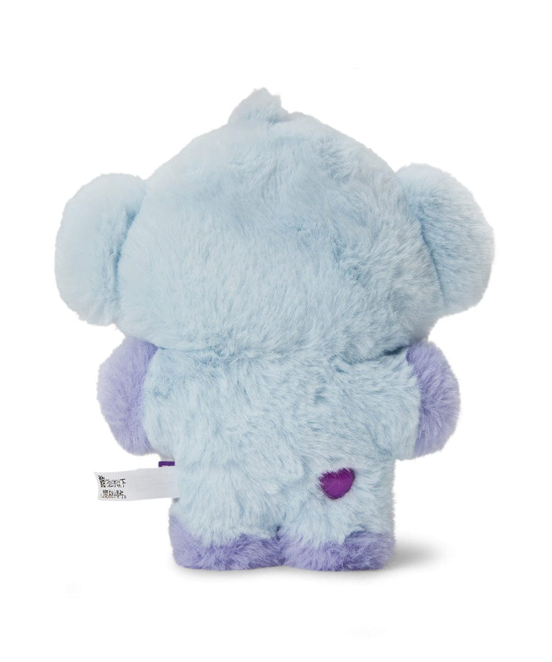 BT21 BABY KOYA FLAT FUR STANDING DOLL PURPLE HEART EDITION, peluche koala BT21 RM, devant fond blanc, couleur bleu violet.