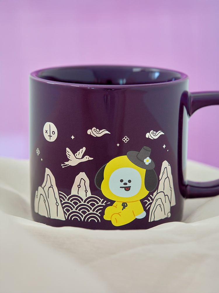 BT21 CHIMMY Premium K Edition Mother-of-pearl Graphic Mug (320ml) : tasse violette CHIMMY LINE FRIENDS, décor kawaii sur fond violet