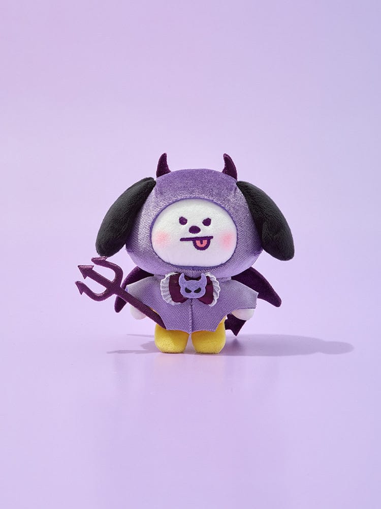 BT21 CHIMMY VILLAIN PLUSH ANGEL & VILLAIN peluche officielle LINE FRIENDS, petit chiot vilain sur fond violet