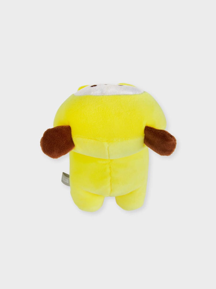 BT21 CHIMMY minini LYING DOLL : peluche CHIMMY Jimin BTS, allongée jaune, fond clair, collection MININI.