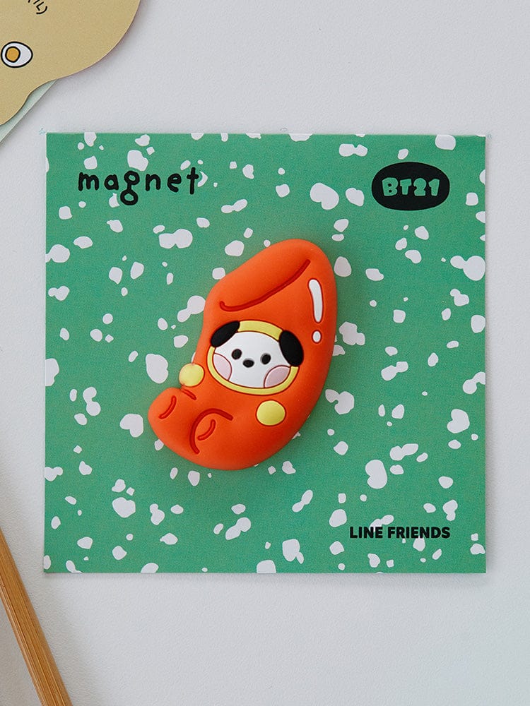 BT21 CHIMMY minini MAGNET BUNSIK : aimant papeterie LINE FRIENDS sur fond vert, motif CHIMMY, décor bureau/maison