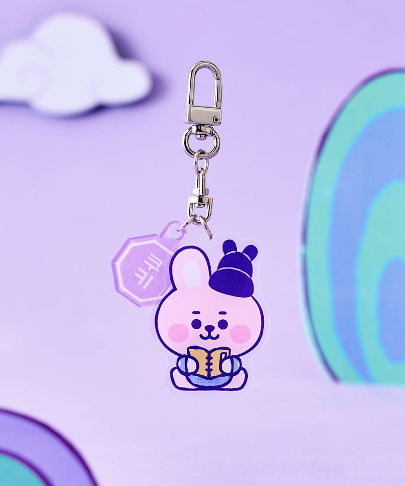 BT21 COOKY BABY ACRYLIC KEYRING K-EDITION ver.2, porte-clés COOKY en acrylique, fond violet LINE FRIENDS BTS.