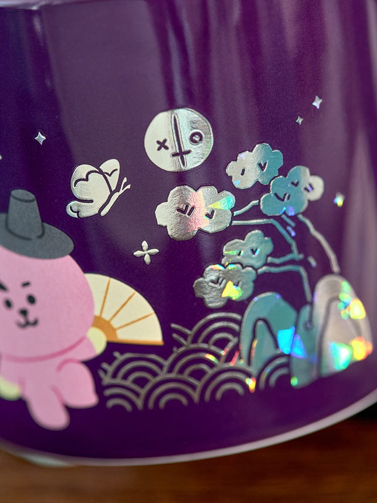 BT21 COOKY Premium K Edition Mother-of-pearl Graphic Mug (320ml) LINE FRIENDS, mug mauve décor COOKY lapin, détail nacré