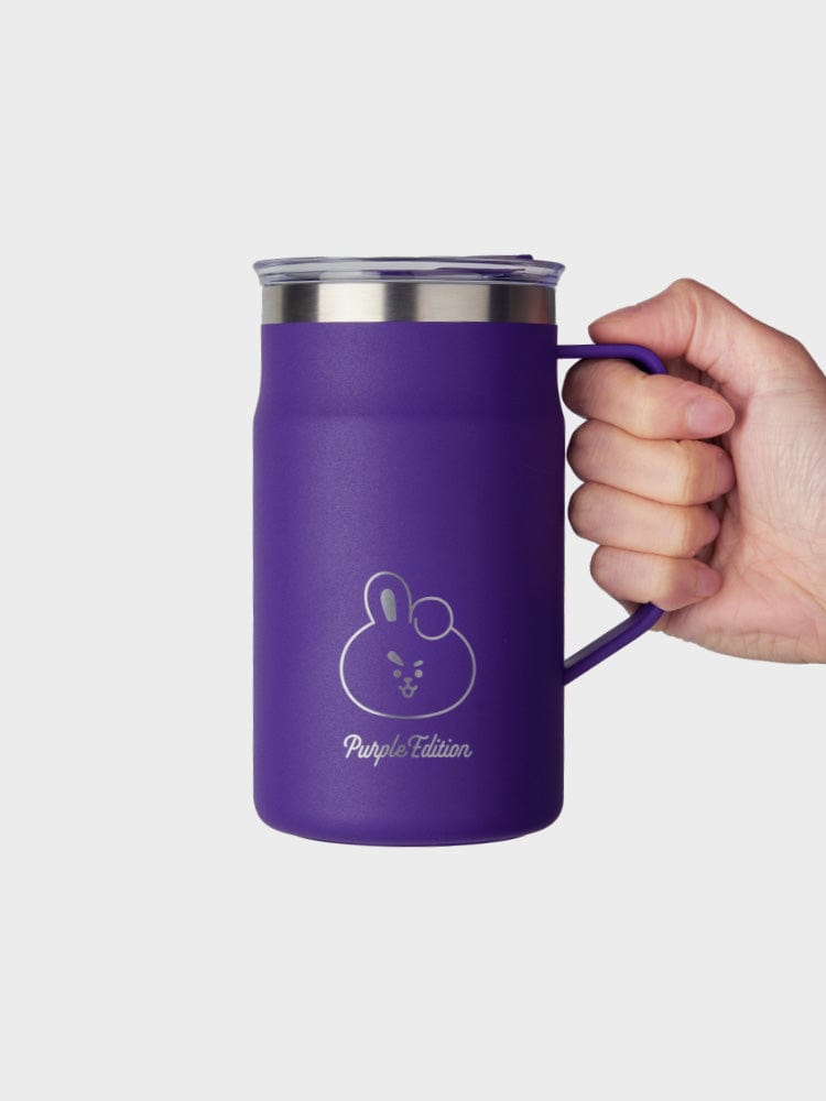 BT21 COOKY TUMBLER PURPLE OF WISH EDITION, gobelet violet officiel LINE FRIENDS, main tenant le mug kawaii