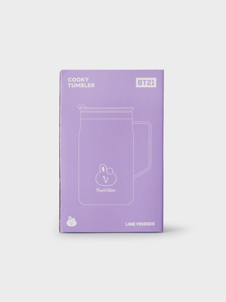 BT21 COOKY TUMBLER PURPLE OF WISH EDITION : boîtier violet LINE FRIENDS, lapin COOKY, ambiance kawaii sur fond clair.