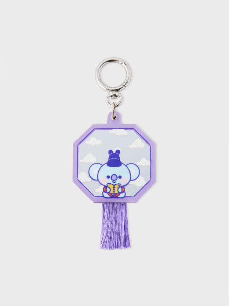 BT21 KOYA BABY MIRROR KEYRING K-EDITION ver.2, porte-clés miroir violet avec KOYA koala, fond clair, LINE FRIENDS