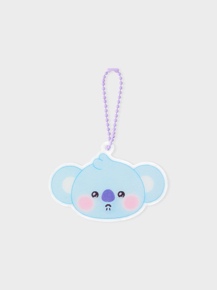 BT21 KOYA NEWBORN BABY LENTICULAR 3D KEYRING, porte-clés KOYA koala paisible, design nouveau-né, fond clair