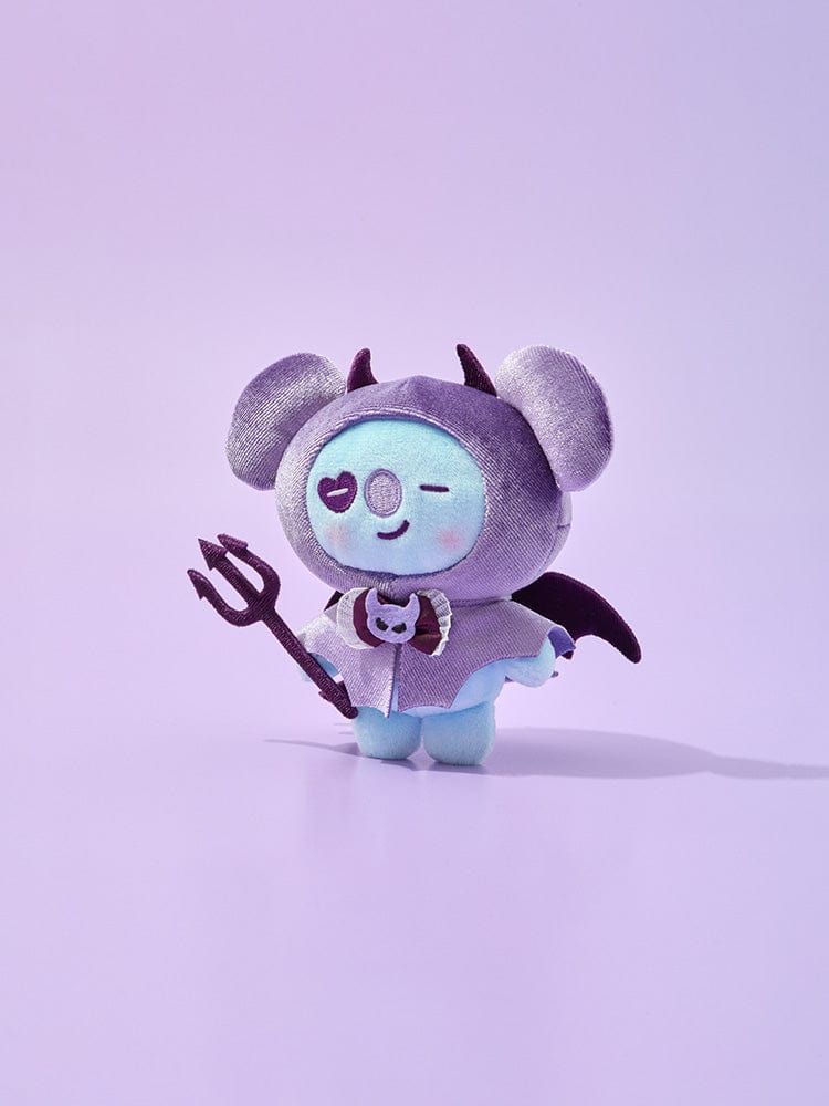 BT21 KOYA VILLAIN PLUSH ANGEL & VILLAIN peluche officielle LINE FRIENDS, koala astral violet sur fond violet