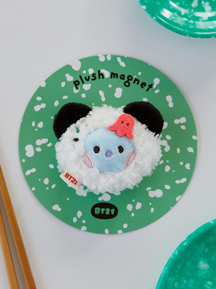 BT21 KOYA minini PLUSH MAGNET BUNSIK : peluche magnétique KOYA sur fond vert, décor chambre, style BT21