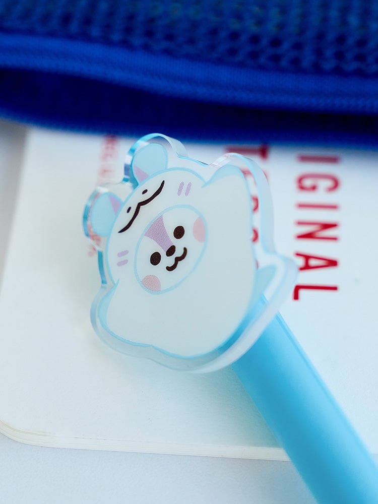 BT21 MANG BABY ACRYLIC GEL PEN OCEAN FRIENDS, stylo gel acrylique bleu avec poney MANG LINE FRIENDS, sur carnet