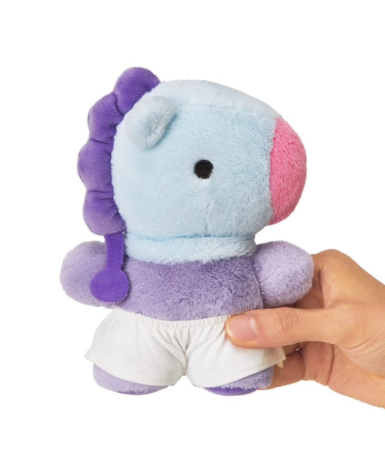 BT21 MANG BABY COSTUME PLUSH, peluche officielle LINE FRIENDS: bébé poney danseur masqué, décor chambre, main tenant
