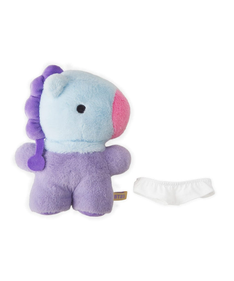 BT21 MANG BABY COSTUME PLUSH officiel LINE FRIENDS : peluche bébé Mang, poney danseur masqué, fond blanc, doux.