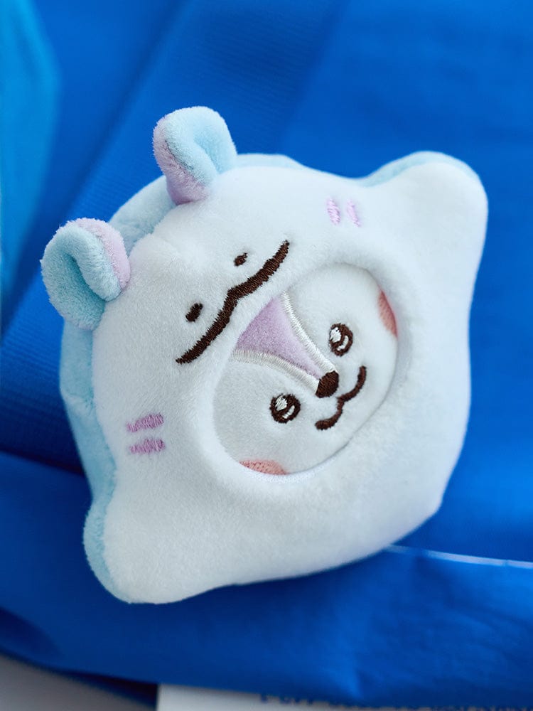 BT21 MANG BABY MINI DOLL OCEAN FRIENDS, peluche officielle sur fond bleu, marque BT21, poney danseur masqué J-hope