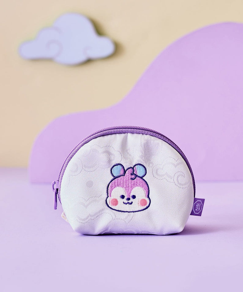 BT21 MANG BABY MINI POUCH K-EDITION ver.2, pochette officielle LINE FRIENDS avec poney masqué MANG, design violet