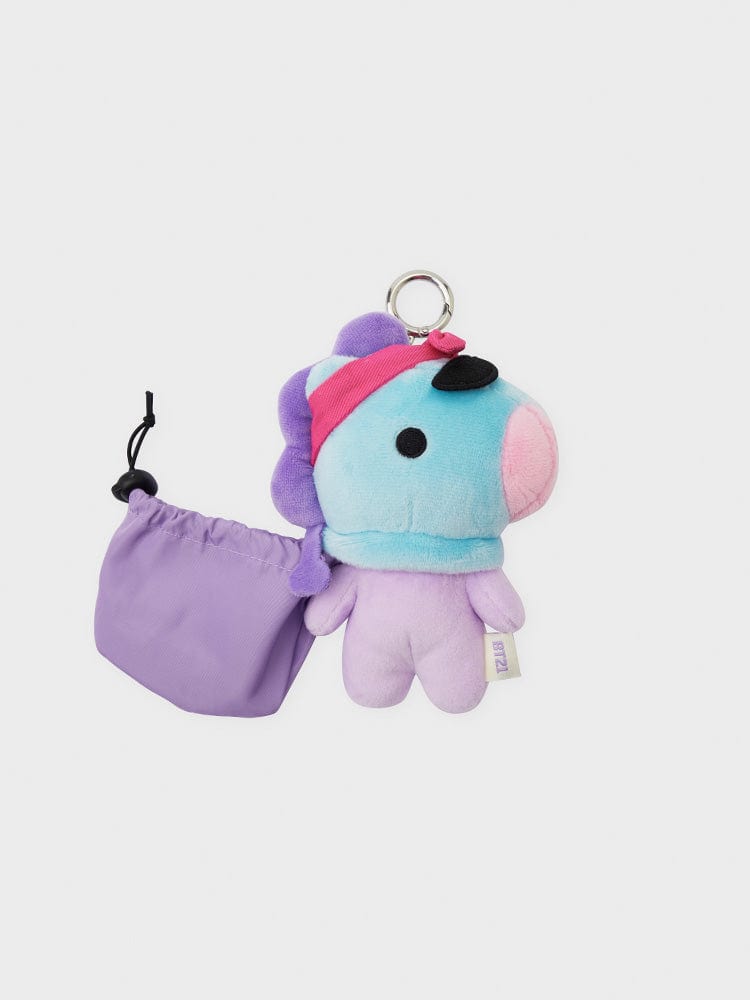 BT21 MANG BABY TRAVEL BAG CHARM porte-clés officiel LINE FRIENDS, peluche MANG violette avec mousqueton, pour clés et sacs