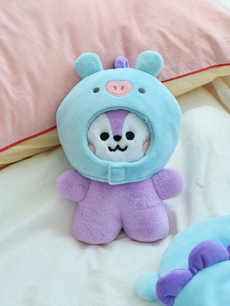 BT21 MANG BASIC COSTUME CLOSET - CAPE : peluche MANG de LINE FRIENDS, cape douce sur lit, décor chambre