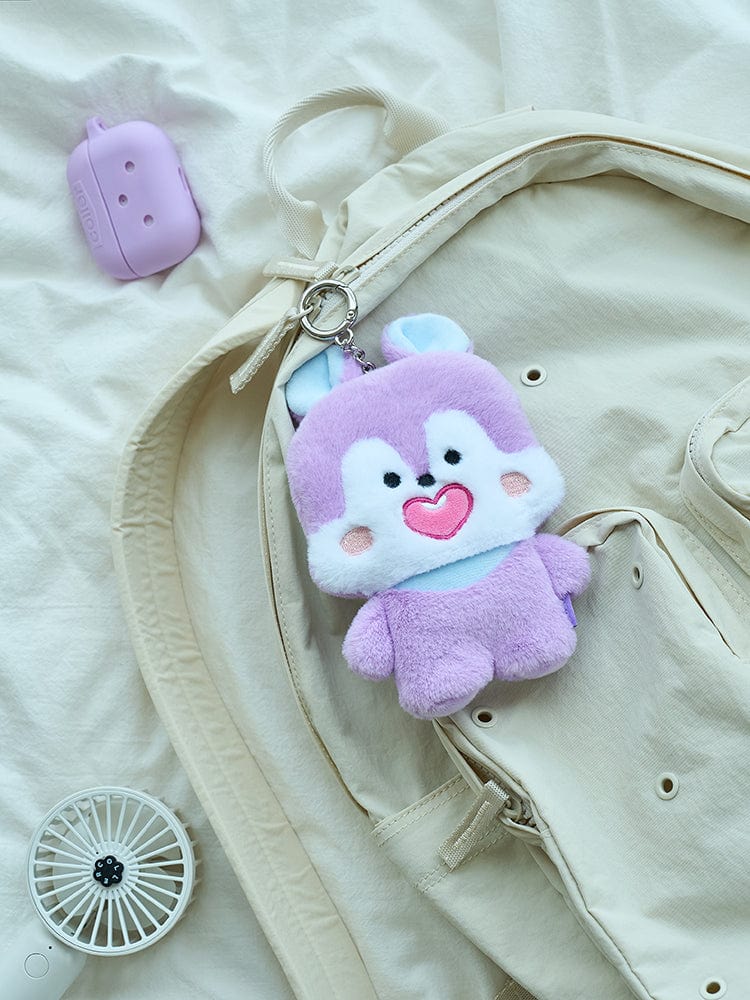 BT21 MANG BASIC FLAT POUCH LINE FRIENDS : pochette plate pâle avec porte-clés mangue sur fond vert clair