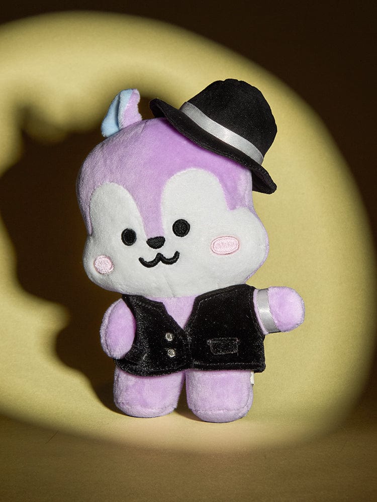 BT21 MANG Born to Dance Small Wire Doll LINE FRIENDS, peluche poney danseur masqué, sur fond jaune clair