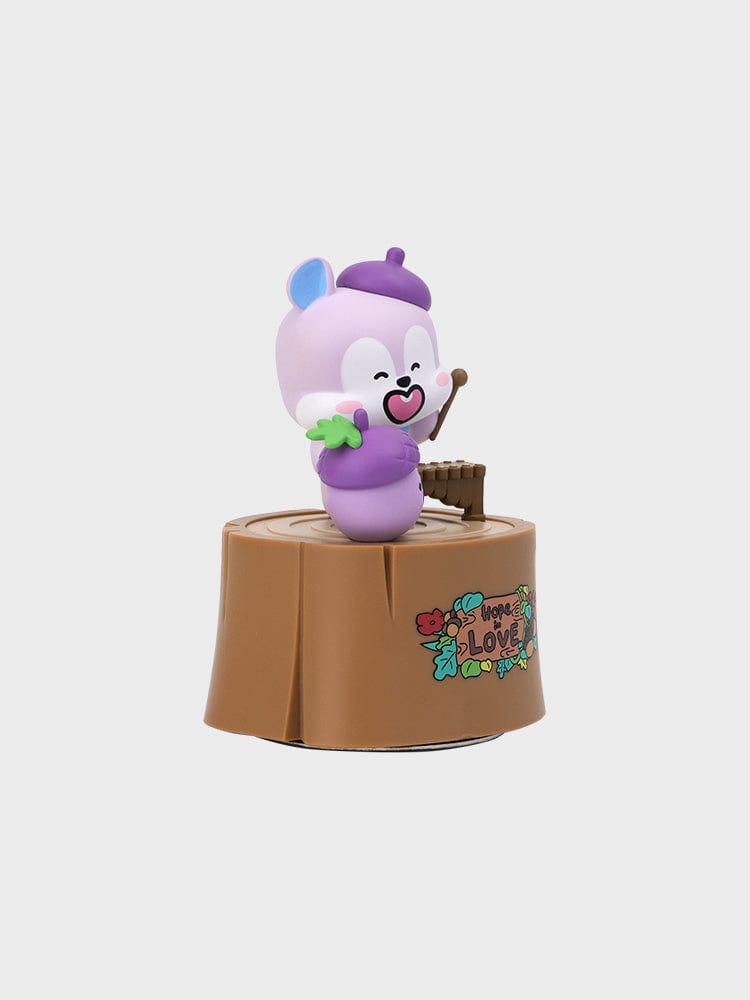 BT21 MANG FIGURINE MUSIC BOX HOPE IN LOVE : j-hope, poney danseur masqué, boîte à musique sur socle beige, officiel LINE FRIENDS.
