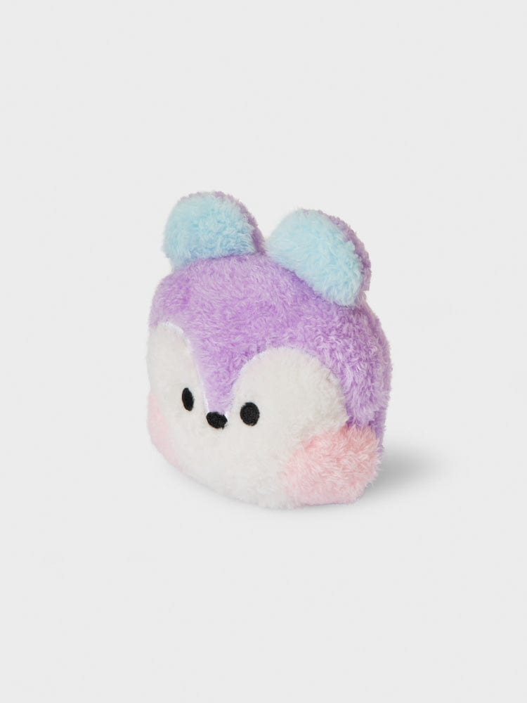 BT21 MANG minini HANDHELD MIRROR GLITTER EDITION : peluche minini MANG, reflet miroir pailleté, sur fond clair.