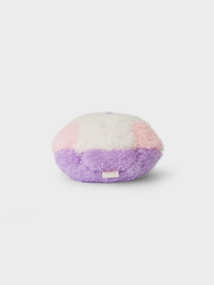 BT21 MANG minini HANDHELD MIRROR GLITTER EDITION, peluche ronde lilas et rose sur fond blanc, style déco chambre