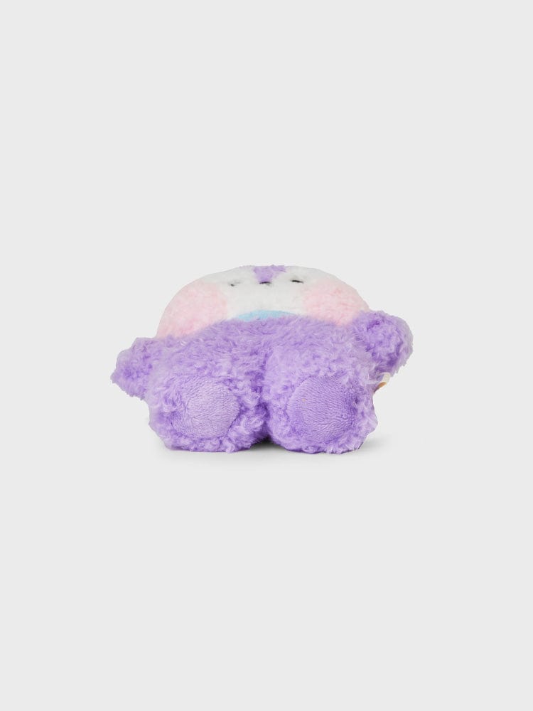 BT21 MANG minini MINI DOLL, peluche officielle J-hope BTS, poney danseur masqué violet et rose, photo sur fond clair.