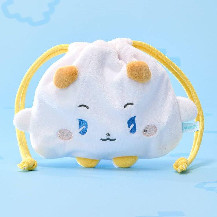 BT21  MMMM String Pouch, pochette à cordon blanche, en forme de nuage mignon sur fond bleu ciel