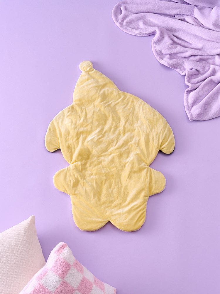 BT21 NEW BASIC CHIMMY SWEET DREAMS CHARACTER KNEE BLANKET, couverture genou CHIMMY sur fond violet, LINE FRIENDS officielle.