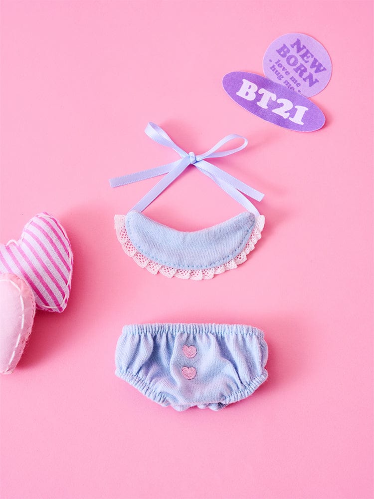 BT21 NEWBORN BABY CLOSET - DIAPER : ensemble layette adorable BT21 sur fond rose avec chaussettes et cœur brodé.