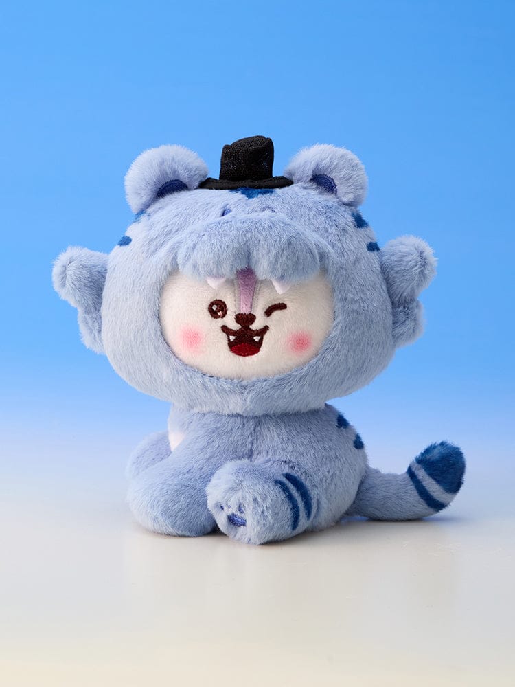 BT21 PLUSH K-HORANG, peluche officielle LINE FRIENDS x BTS, personnage K-Horang bleu sur fond bleu