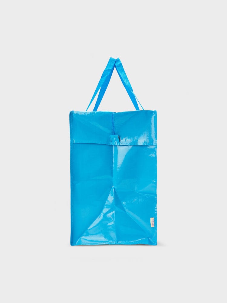 BT21 REUSABLE BAG (XL) 2023 F/W TRAVEL ACC. EDITION : sac réutilisable bleu LINE FRIENDS, design personnages BT21.