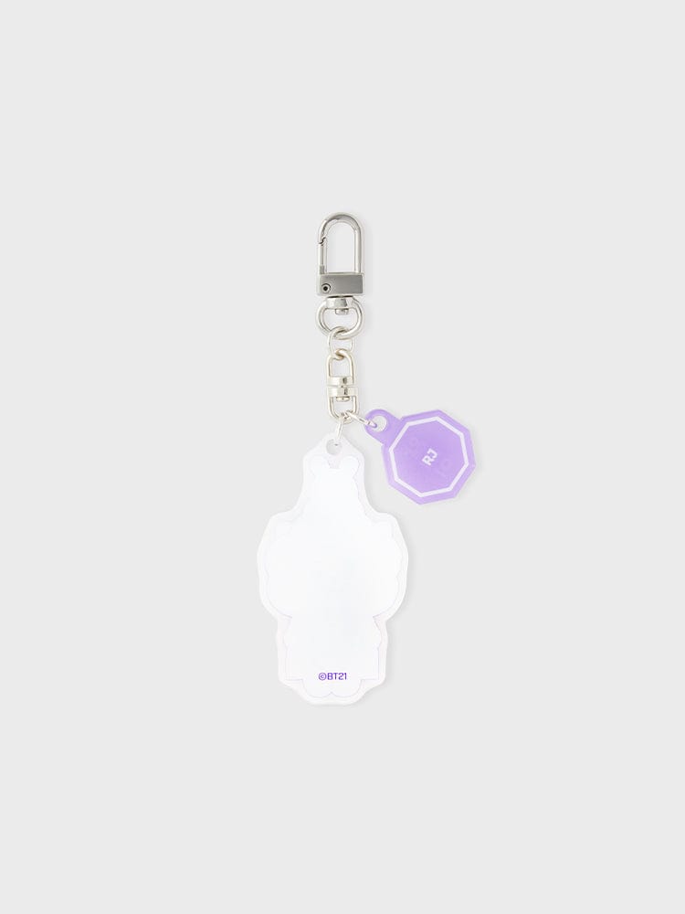 BT21 RJ BABY ACRYLIC KEYRING K-EDITION ver.2 : porte-clés acrylique RJ alpaga Jin, fond clair, officiel LINE FRIENDS.
