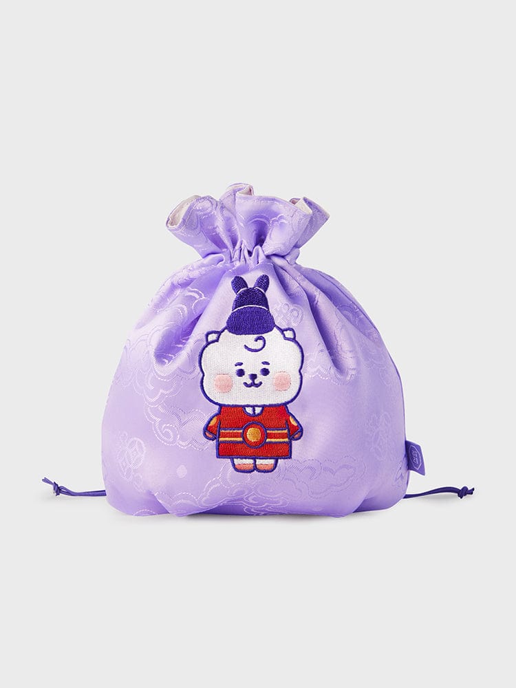 BT21 RJ BABY GOOD LUCK POUCH K-EDITION ver.2, pochette bébé lilas avec RJ (LINE FRIENDS), sac de chance décoratif