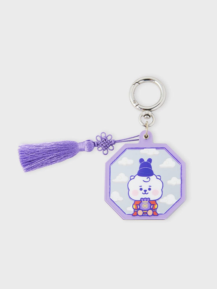 BT21 RJ BABY MIRROR KEYRING K-EDITION ver.2, porte-clés miroir de RJ Jin BTS LINE FRIENDS sur fond clair