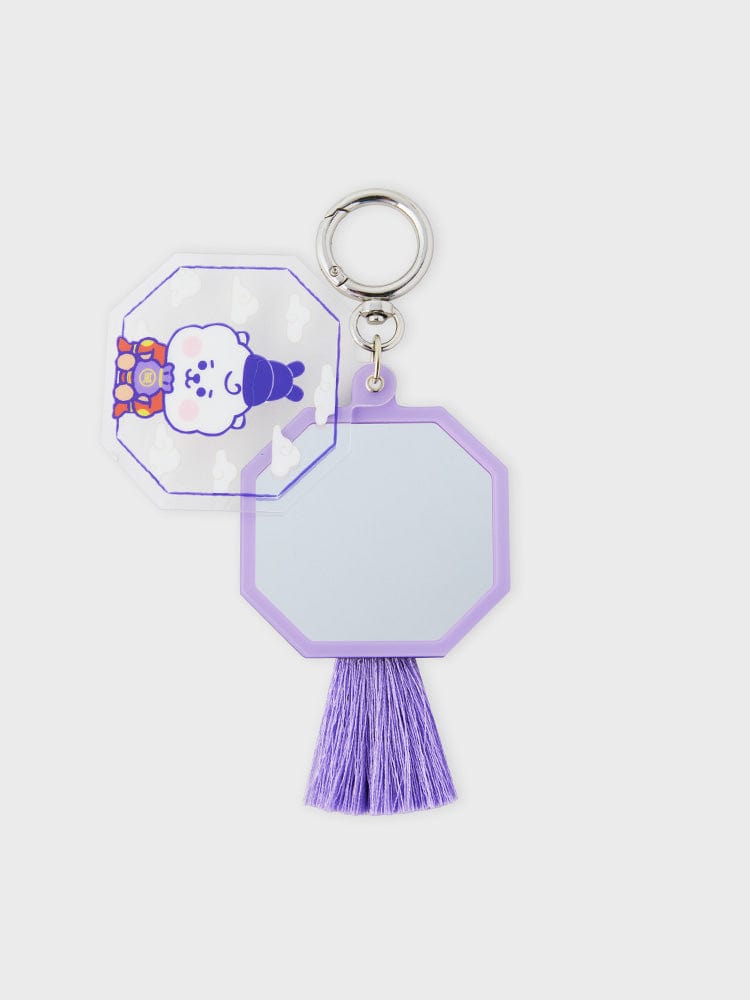 BT21 RJ BABY MIRROR KEYRING K-EDITION ver.2 porte-clés miroir RJ Jin, mini alpaga bleu, fond clair, LINE FRIENDS